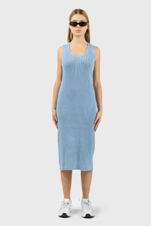 100% Upcycled Blend Sleeveless Ribbed Midi Dress