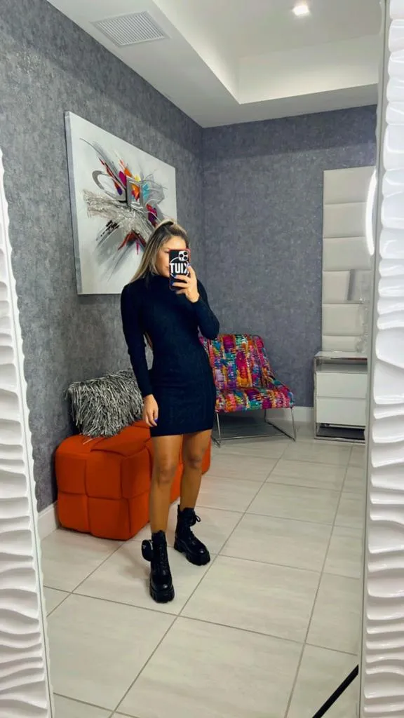 1169 Cable knit dress open back