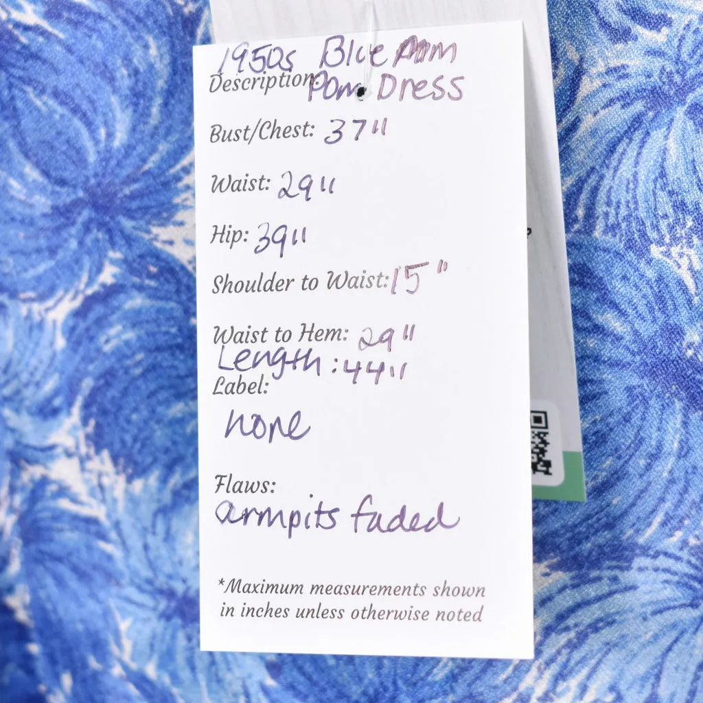 1950s Blue Pom Pom Swing Dress