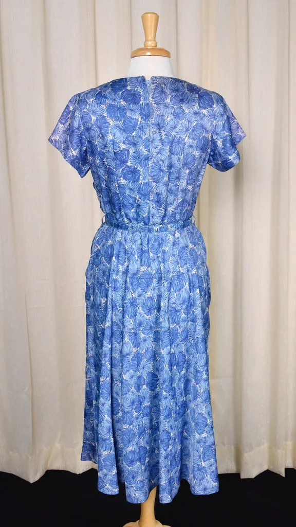 1950s Blue Pom Pom Swing Dress
