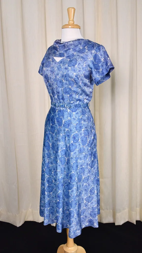 1950s Blue Pom Pom Swing Dress