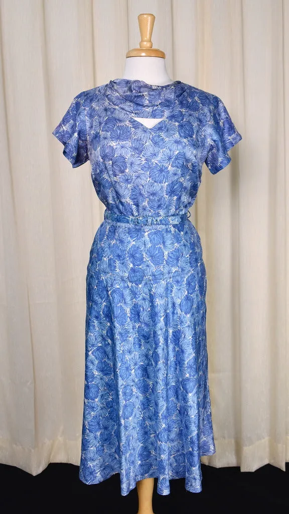 1950s Blue Pom Pom Swing Dress