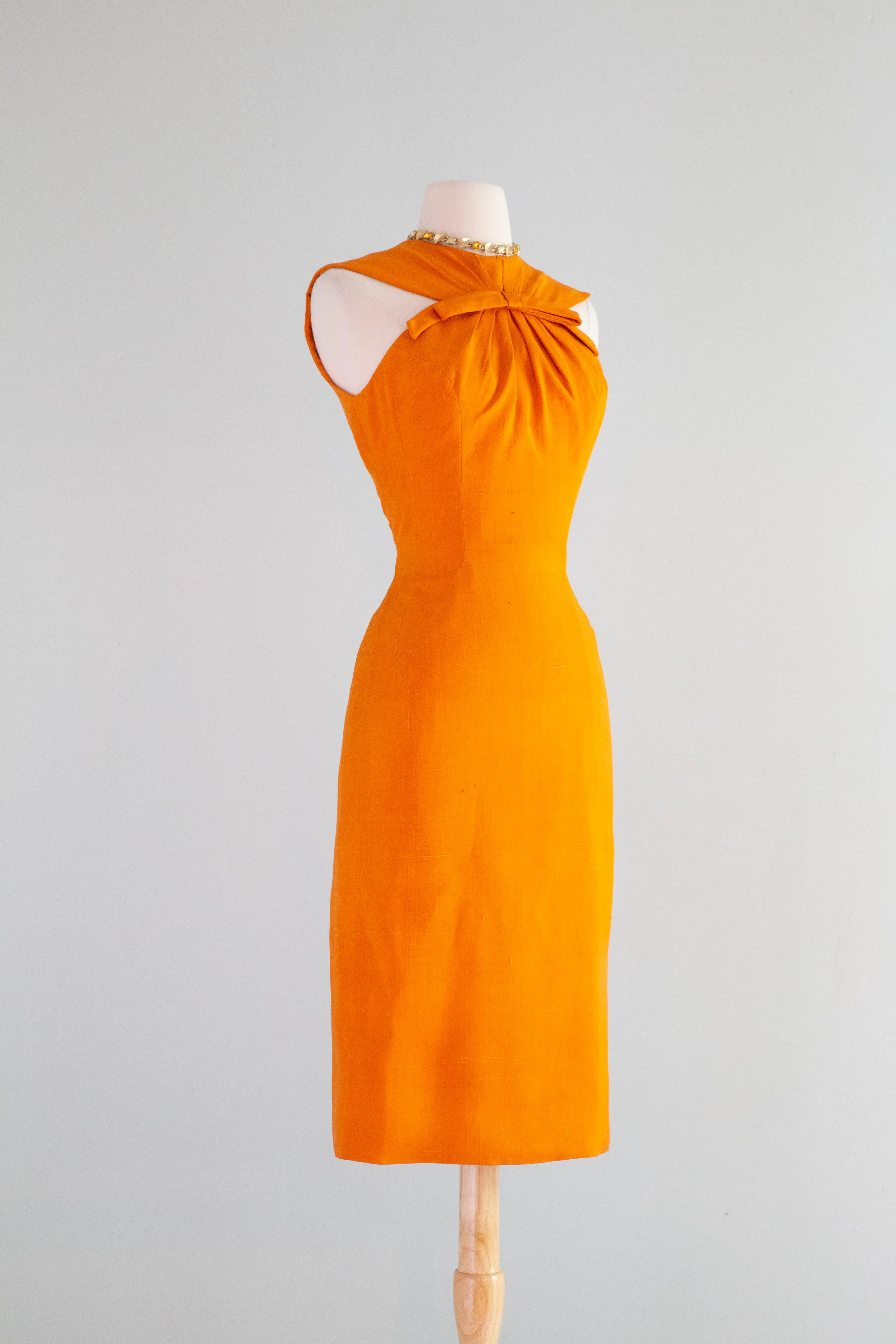 1950's TANG Silk Wiggle Dress By Designer Estevez / Small
