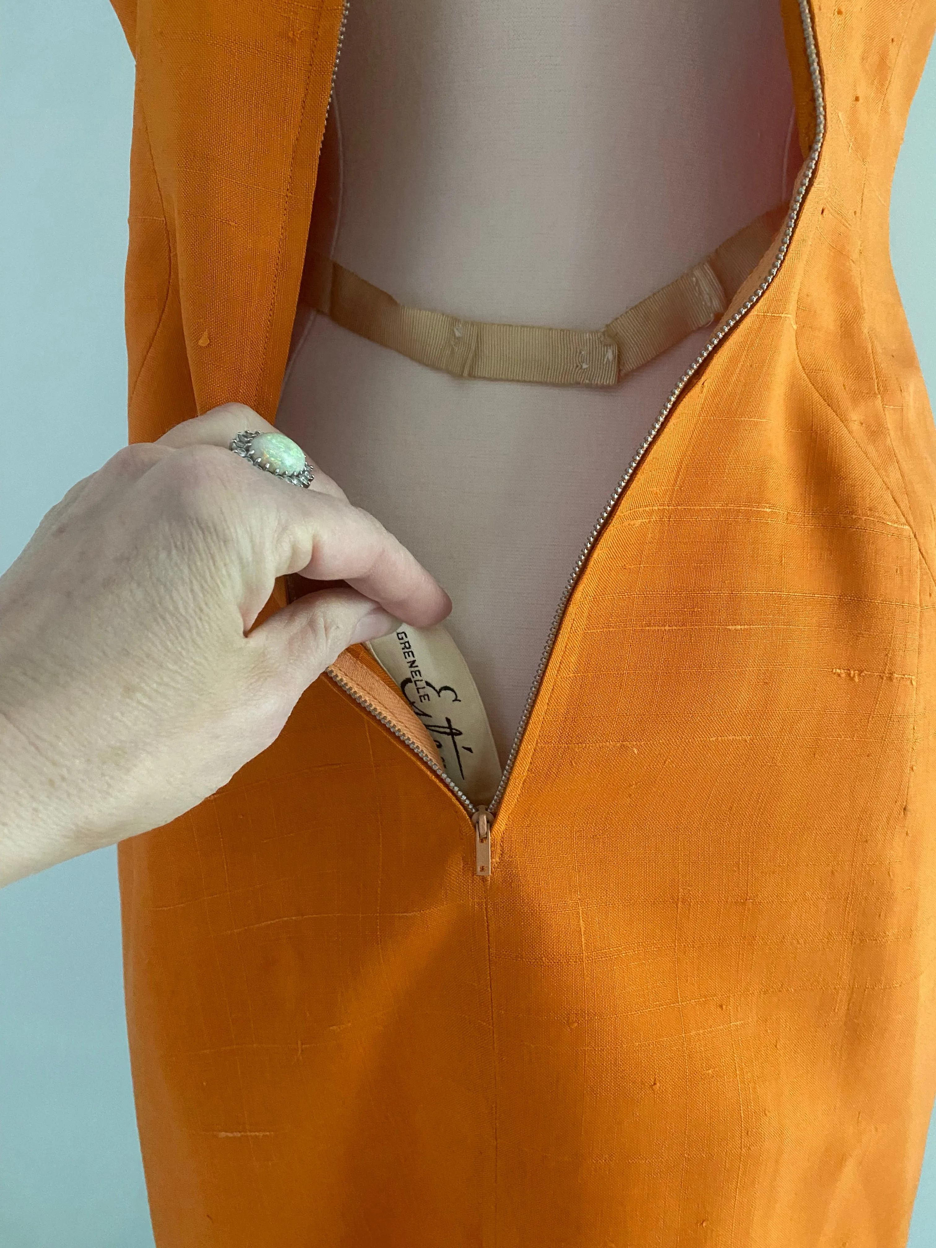 1950's TANG Silk Wiggle Dress By Designer Estevez / Small