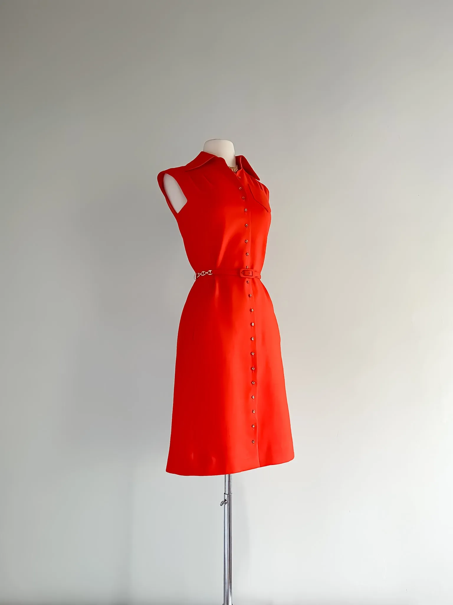 1960's Blood Orange Linen Dress By Shannon Rogers / SM