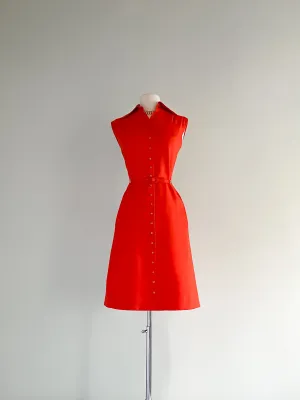 1960's Blood Orange Linen Dress By Shannon Rogers / SM