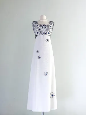 1960's Daisy Chain Maxi Dress by Rebecca / Sz ML
