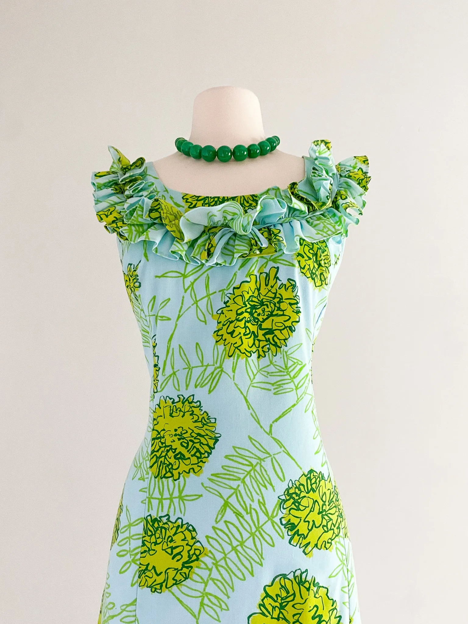 1960's Dollie by Serbin Green Blue Mod Mini Dress / Sz M