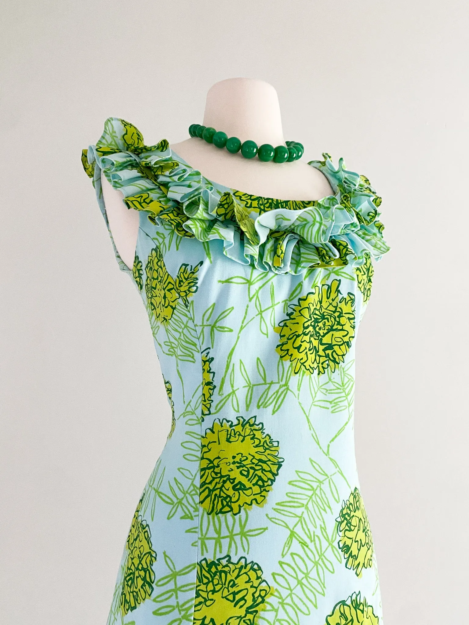 1960's Dollie by Serbin Green Blue Mod Mini Dress / Sz M