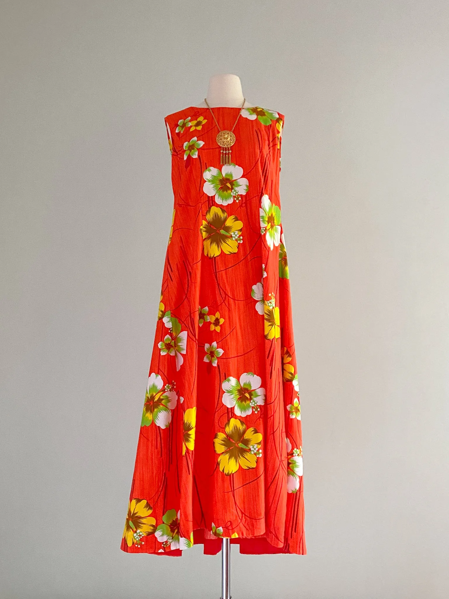 1960's Hawaiian Print Cotton His & Hers Shirt and Dress Set / Sz M/L