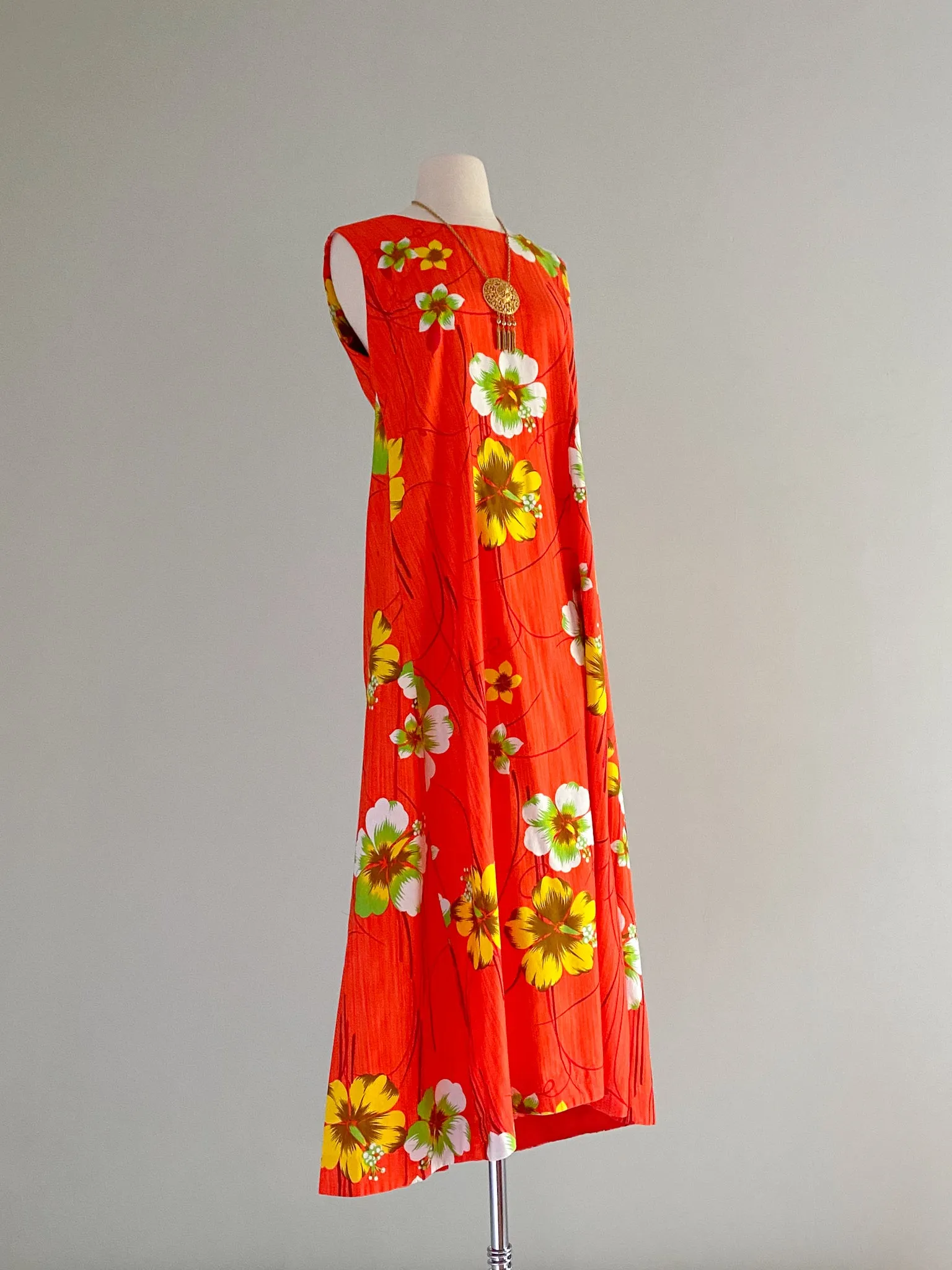 1960's Hawaiian Print Cotton His & Hers Shirt and Dress Set / Sz M/L