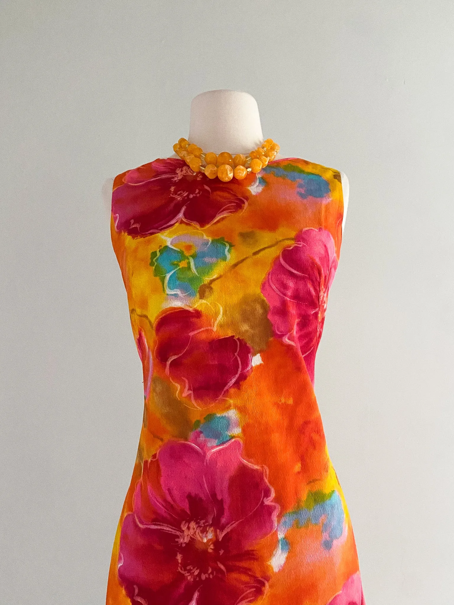 1960's Lauhala Made In Hawaii Floral Cotton Shift Dress / Sz M/L