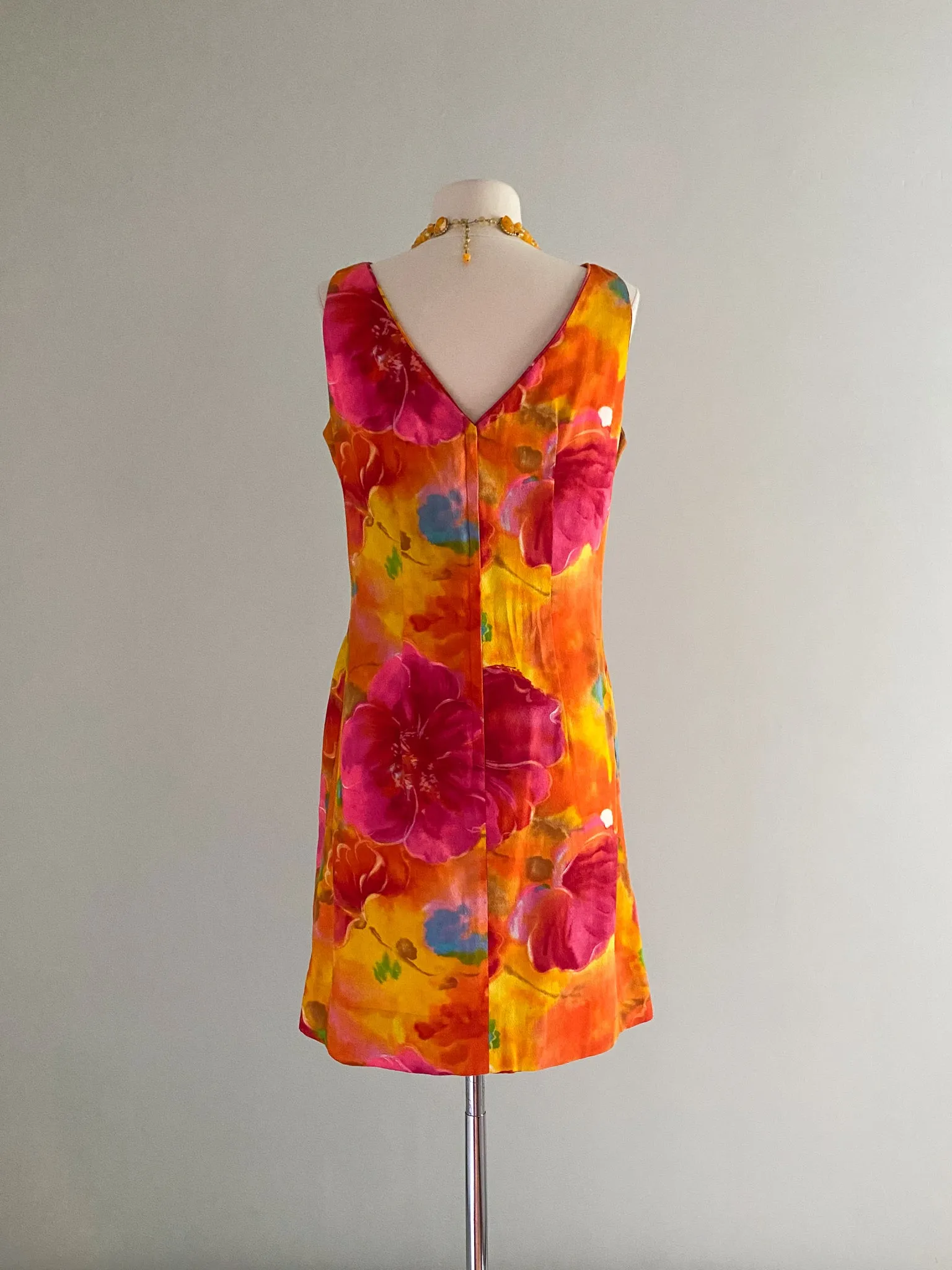 1960's Lauhala Made In Hawaii Floral Cotton Shift Dress / Sz M/L