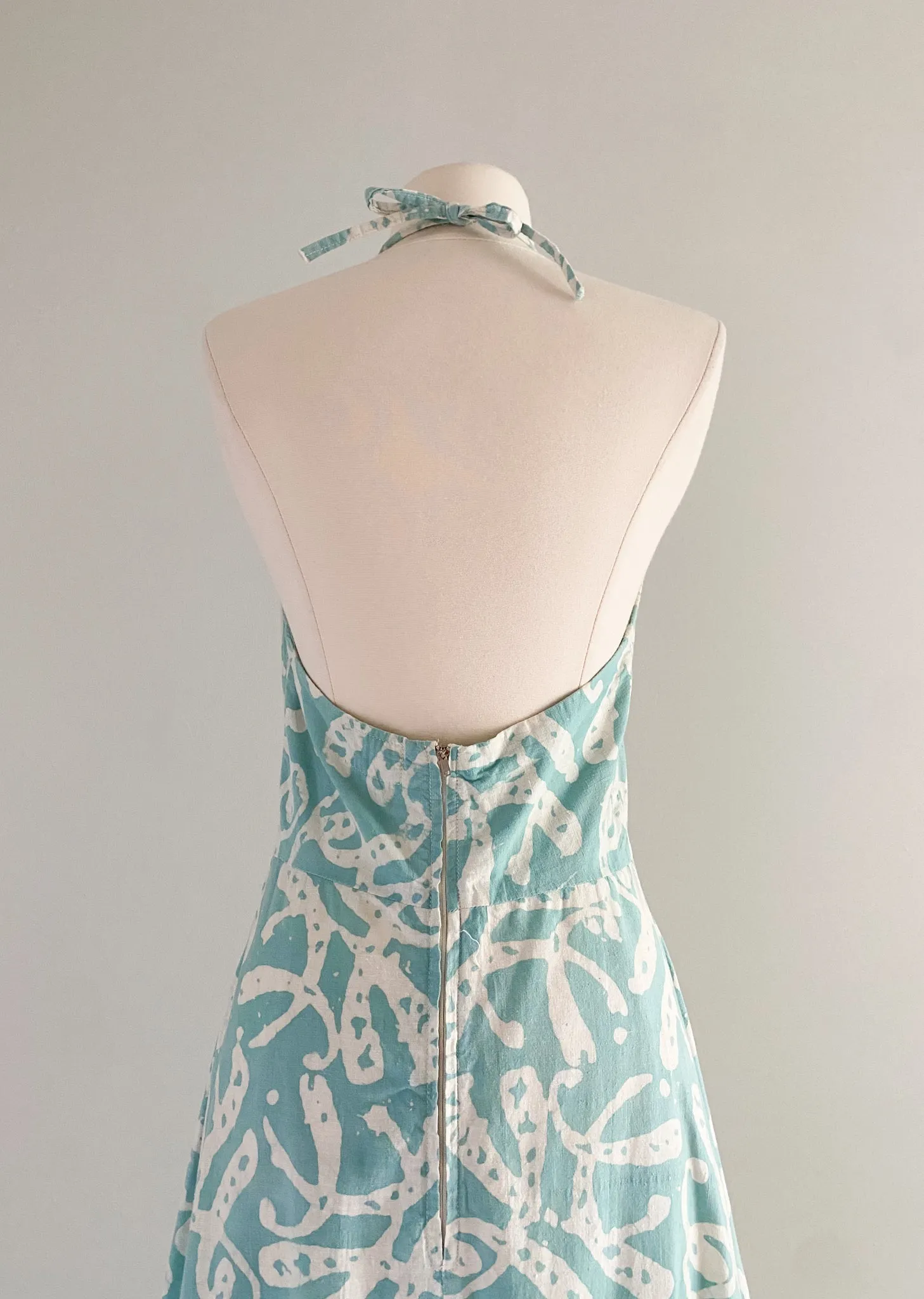 1970's Karavan Made in India Cotton Halter Maxi Dress / Sz S