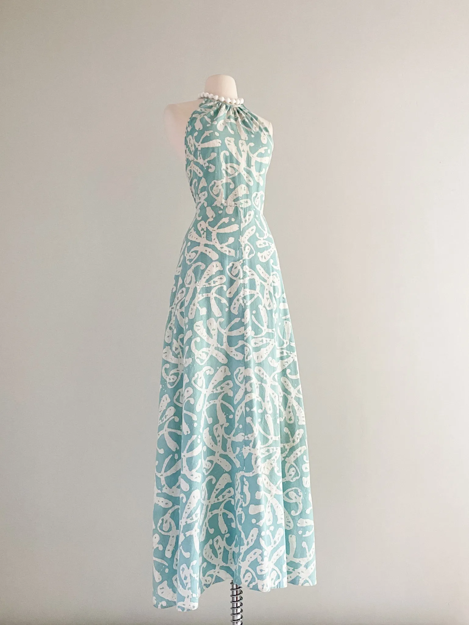 1970's Karavan Made in India Cotton Halter Maxi Dress / Sz S