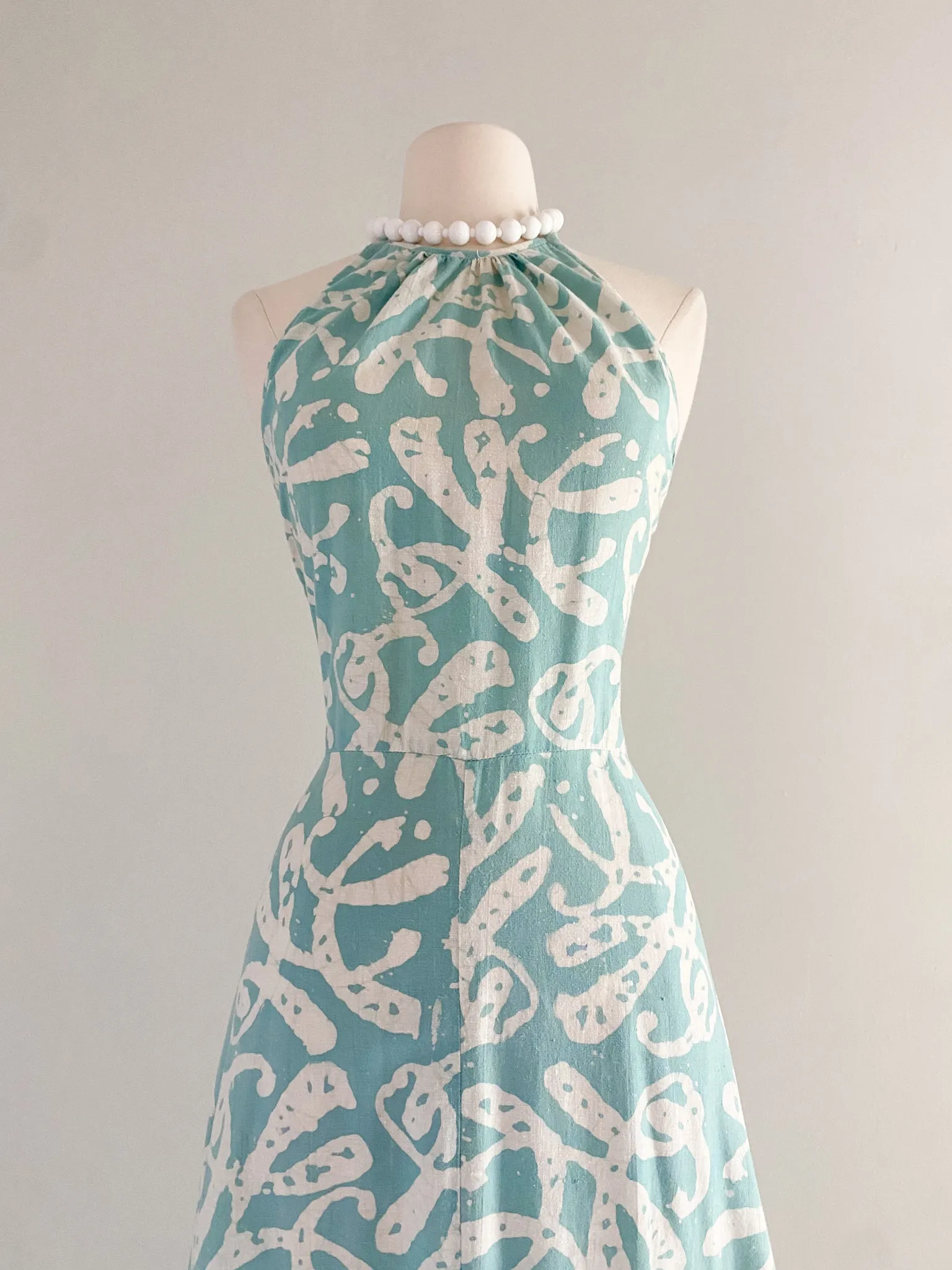 1970's Karavan Made in India Cotton Halter Maxi Dress / Sz S