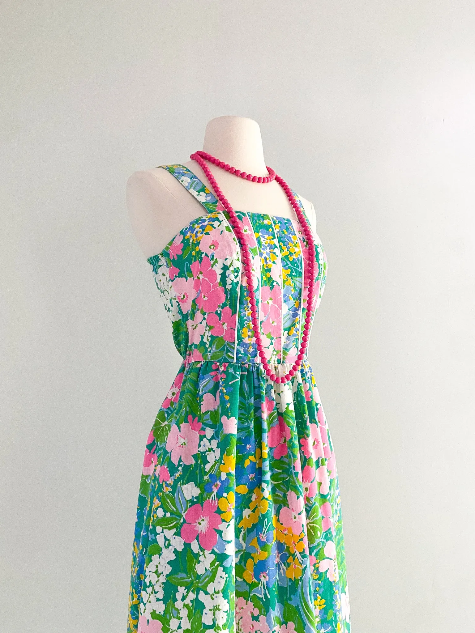 1970's Sweet Meadow Cotton Sundress By Jones / Sz S