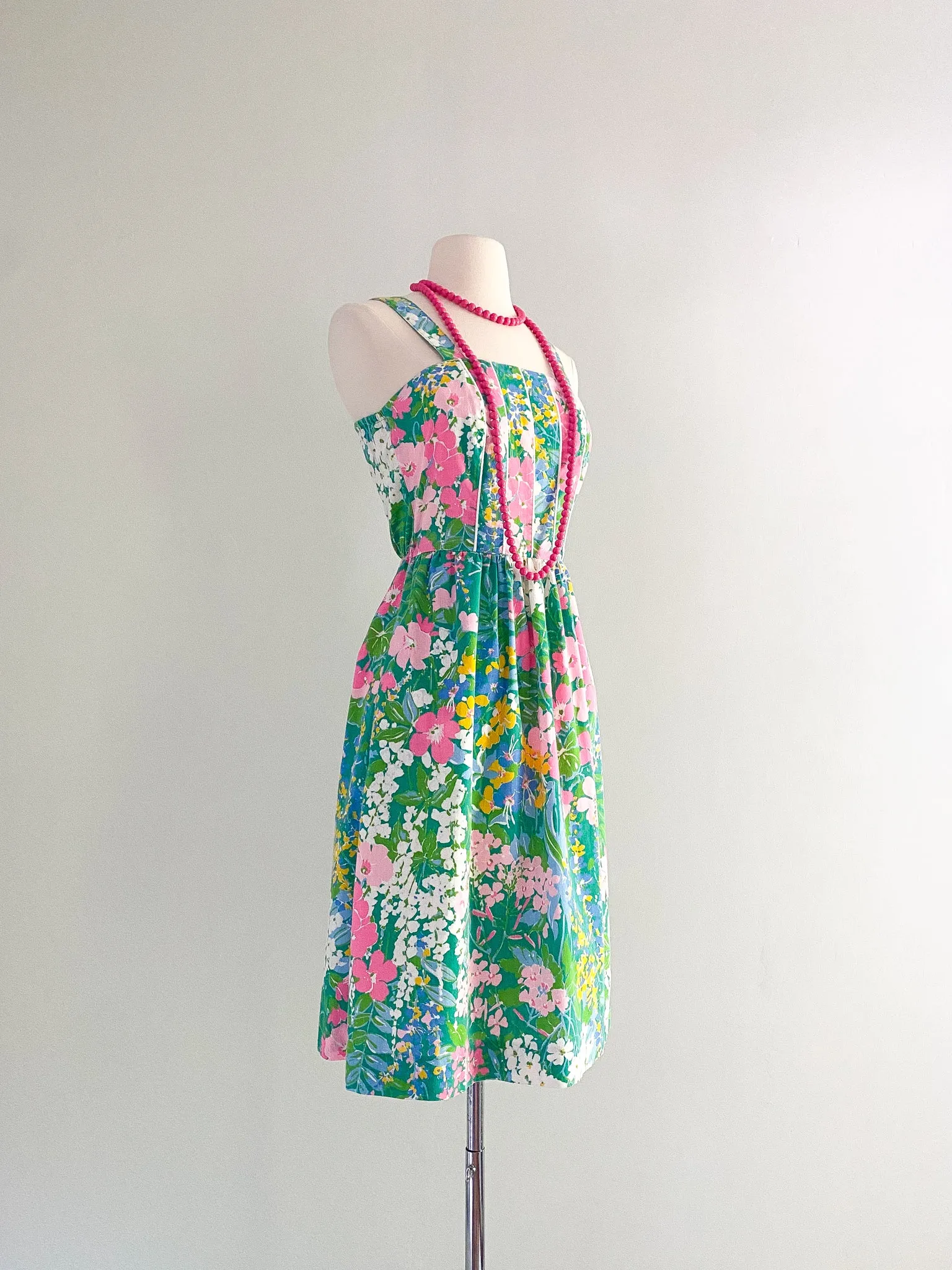 1970's Sweet Meadow Cotton Sundress By Jones / Sz S