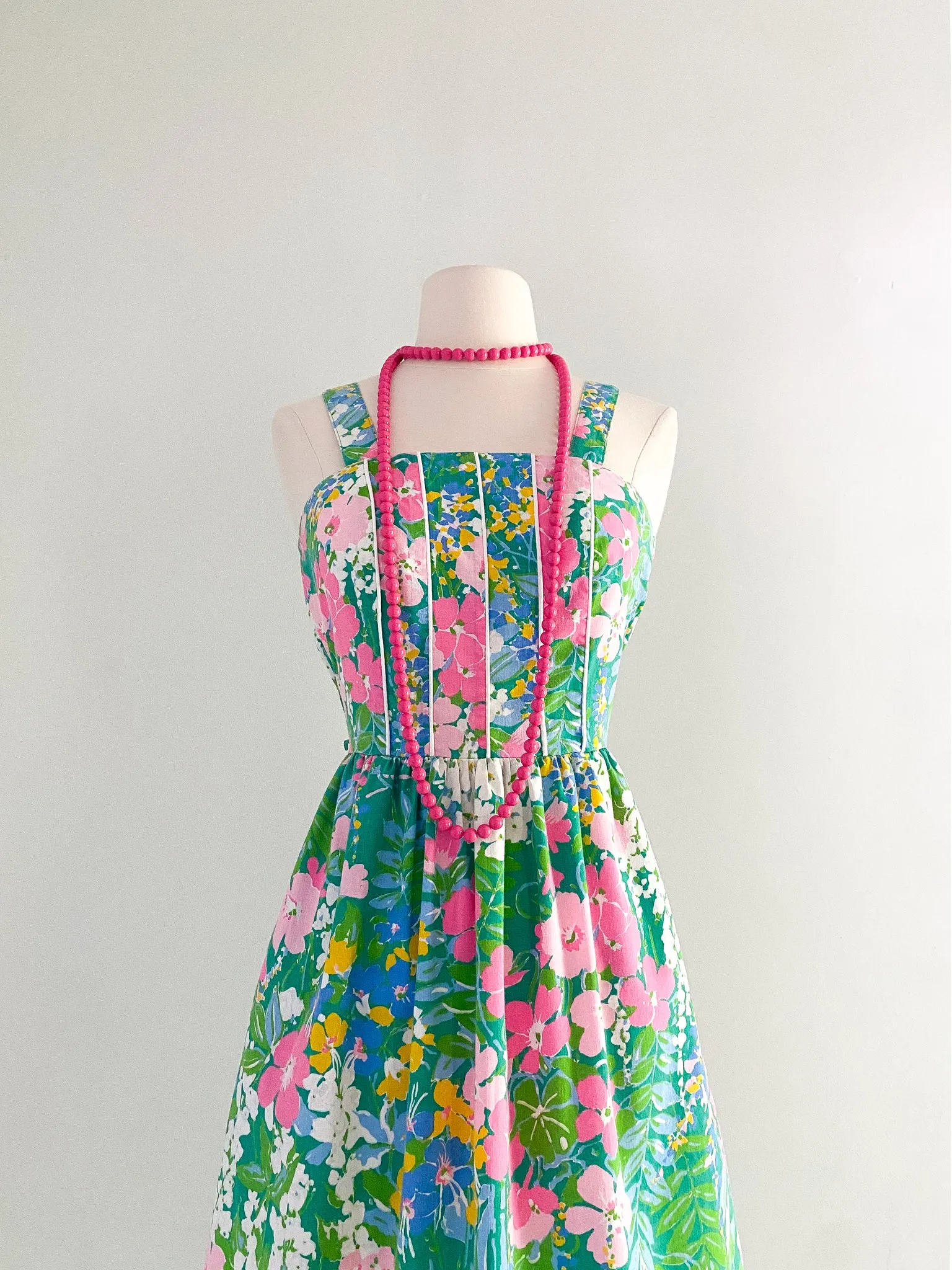1970's Sweet Meadow Cotton Sundress By Jones / Sz S
