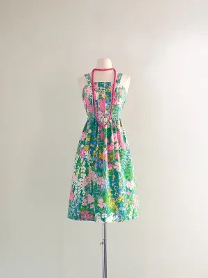 1970's Sweet Meadow Cotton Sundress By Jones / Sz S