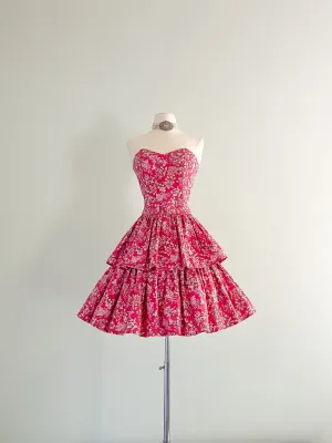 1980's Laura Ashley Floral Print Cotton Party Dress / Sz M