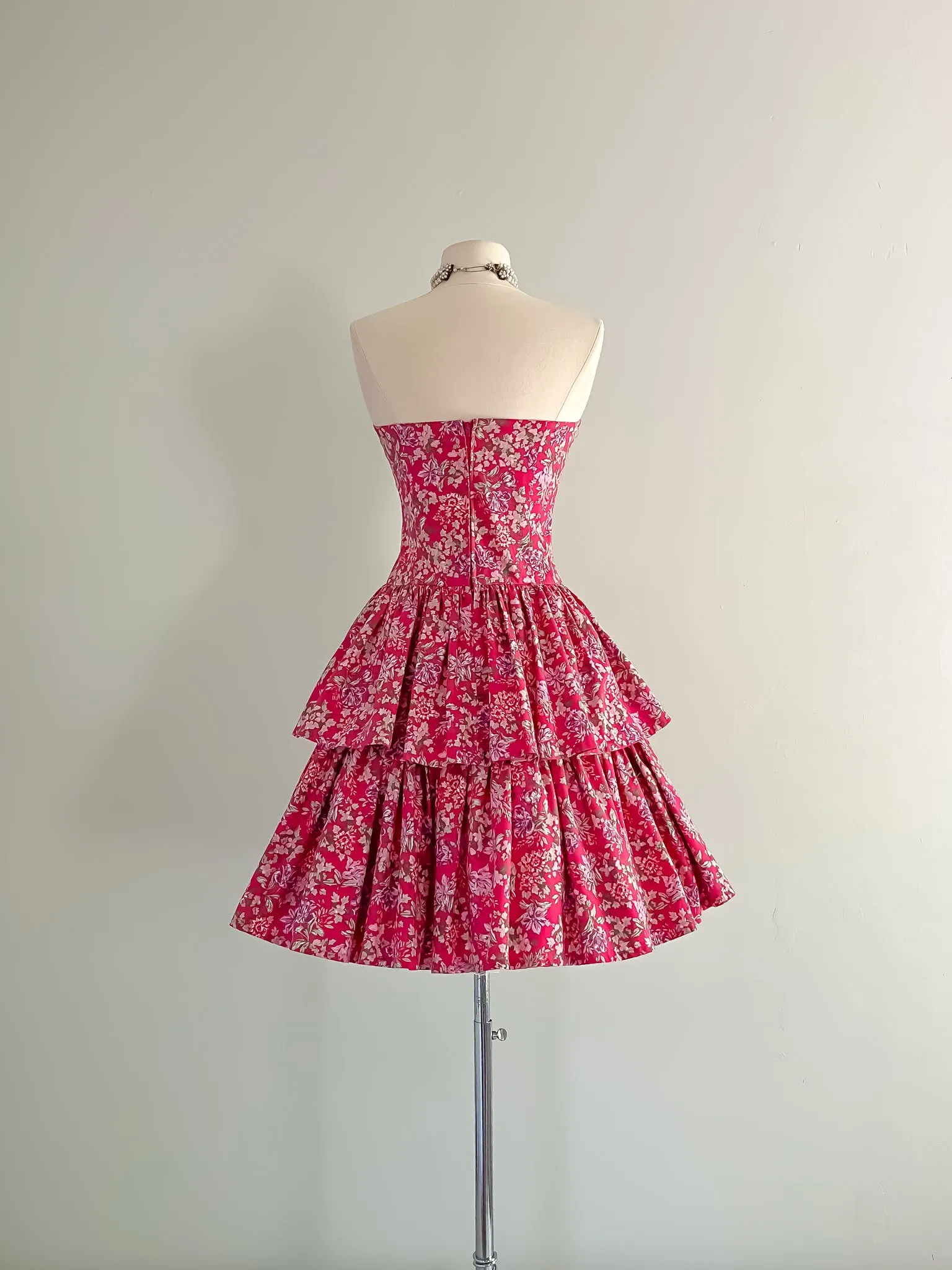 1980's Laura Ashley Floral Print Cotton Party Dress / Sz M