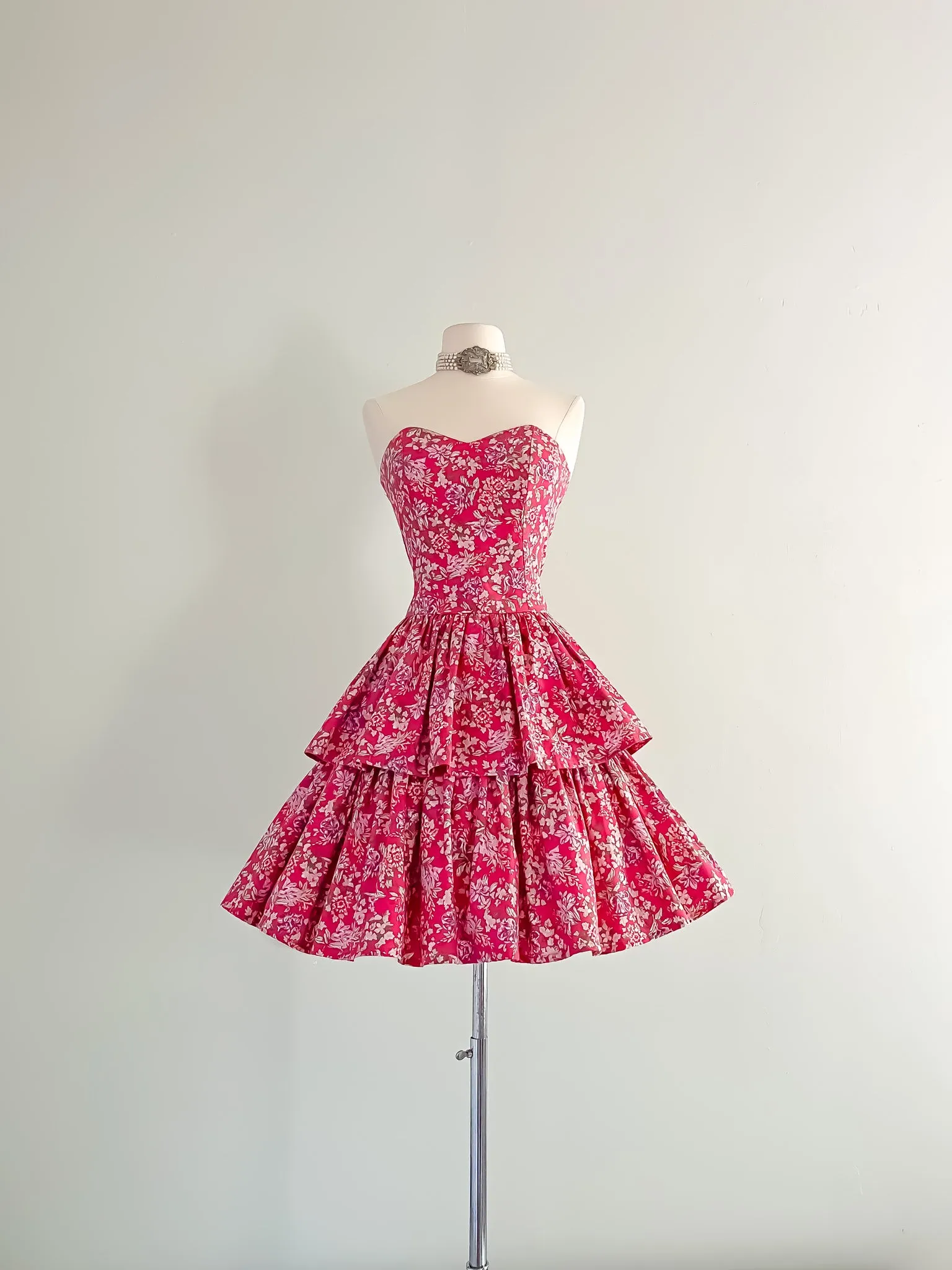 1980's Laura Ashley Floral Print Cotton Party Dress / Sz M