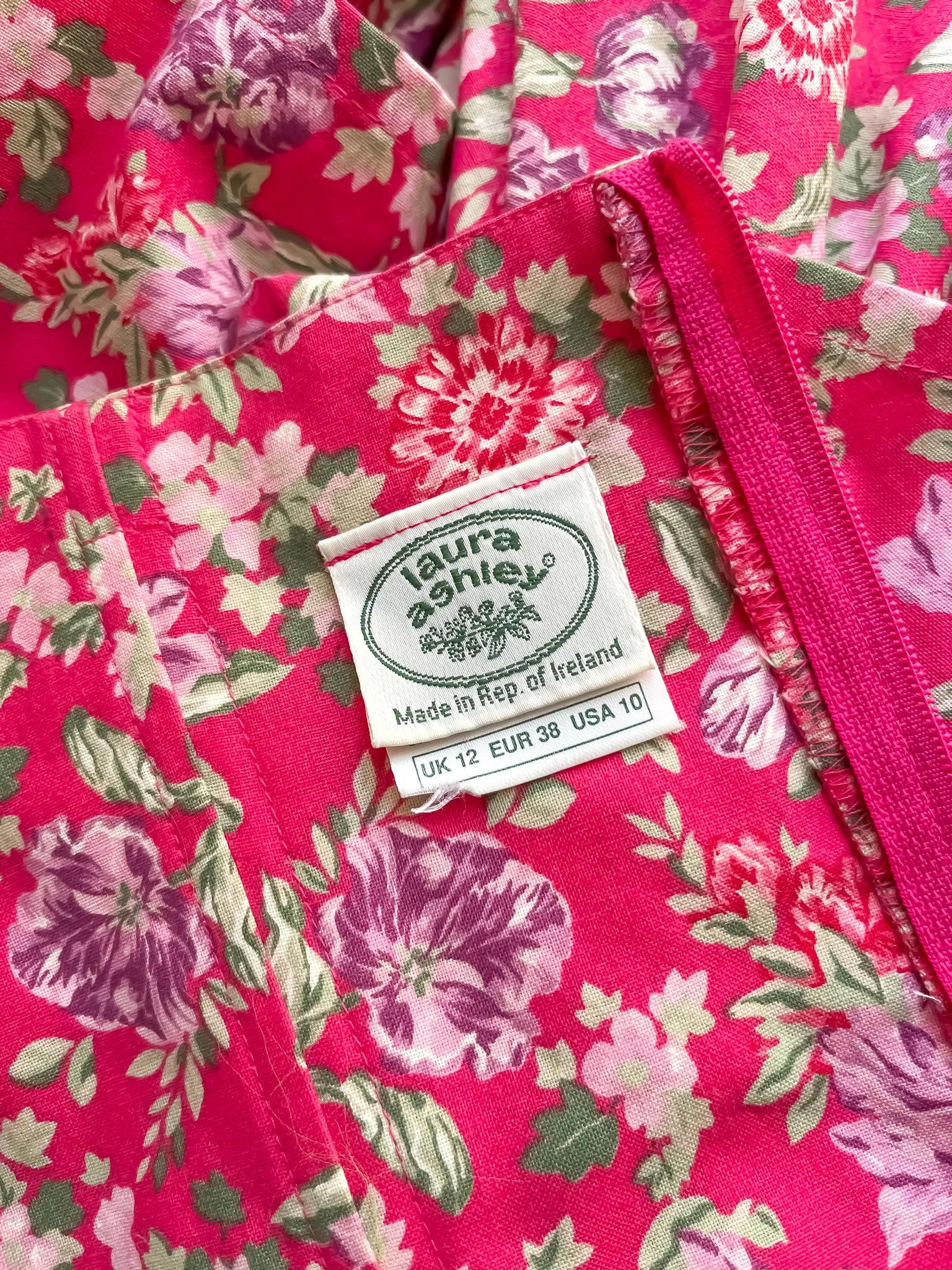 1980's Laura Ashley Floral Print Cotton Party Dress / Sz M