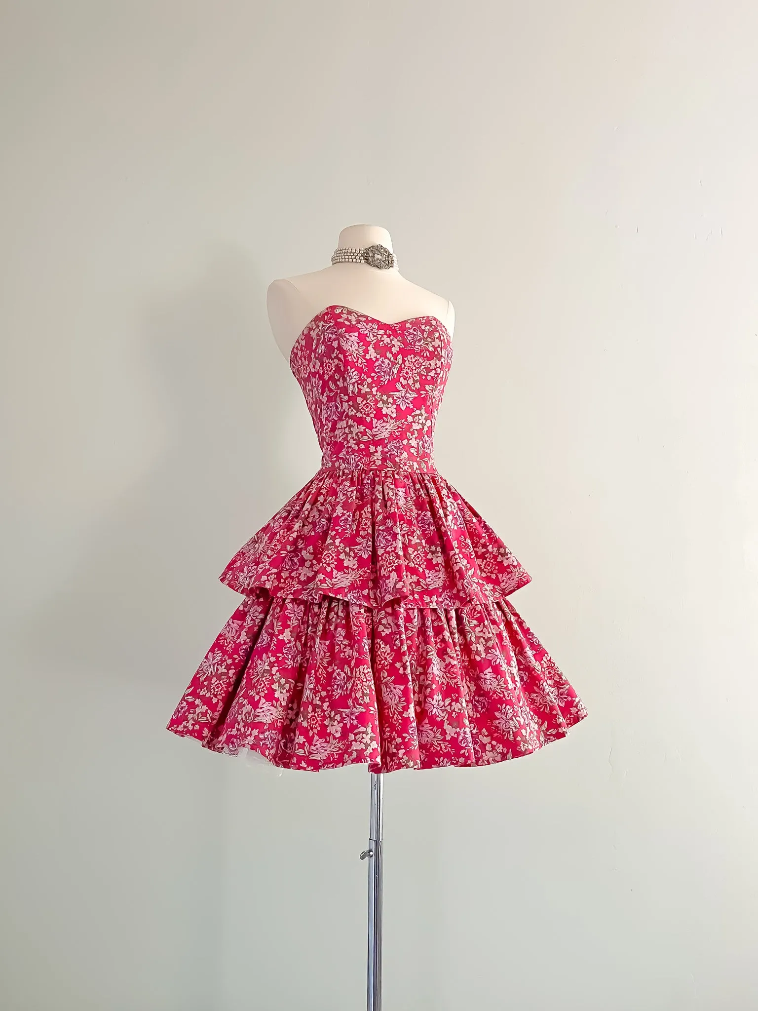 1980's Laura Ashley Floral Print Cotton Party Dress / Sz M
