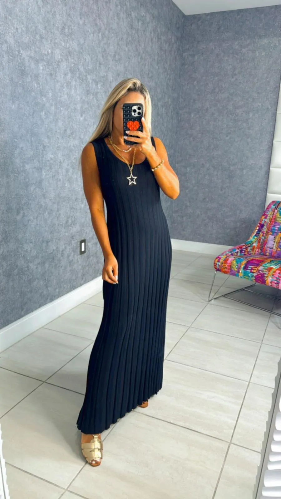 7757 Ribbed knit sleeveless dress