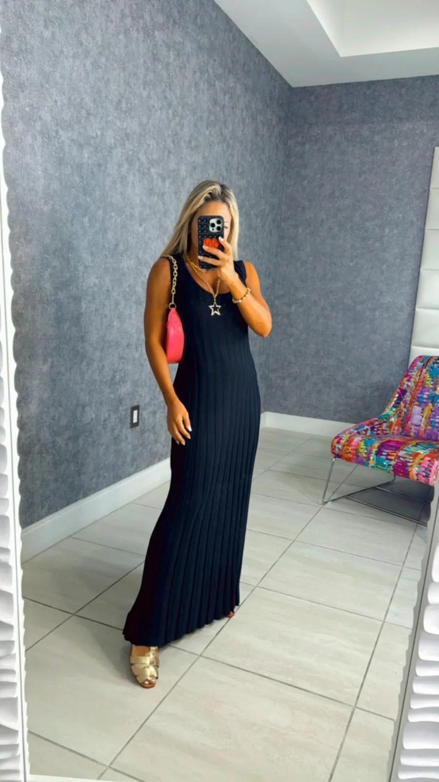 7757 Ribbed knit sleeveless dress