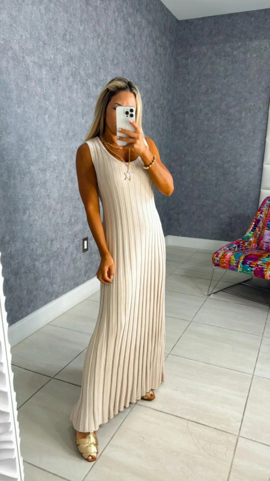 7757 Ribbed knit sleeveless dress