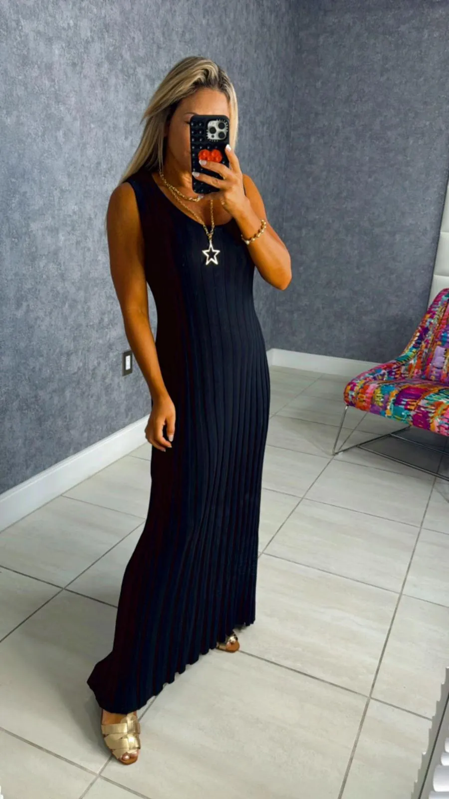 7757 Ribbed knit sleeveless dress
