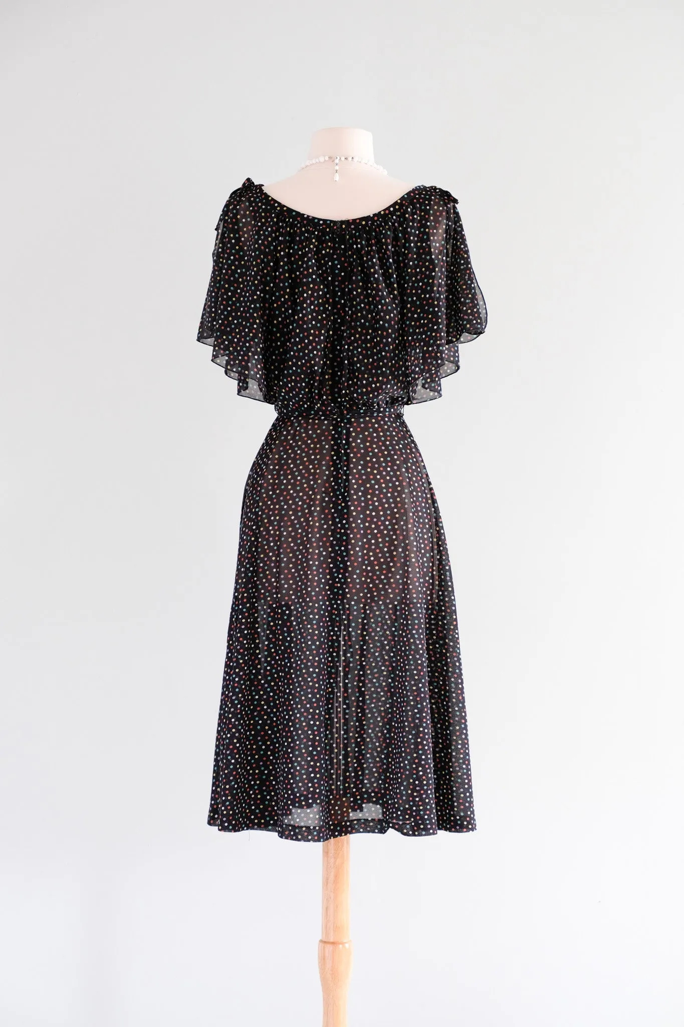 Adorable 1970's Polka Dot Party Dress / Sz S