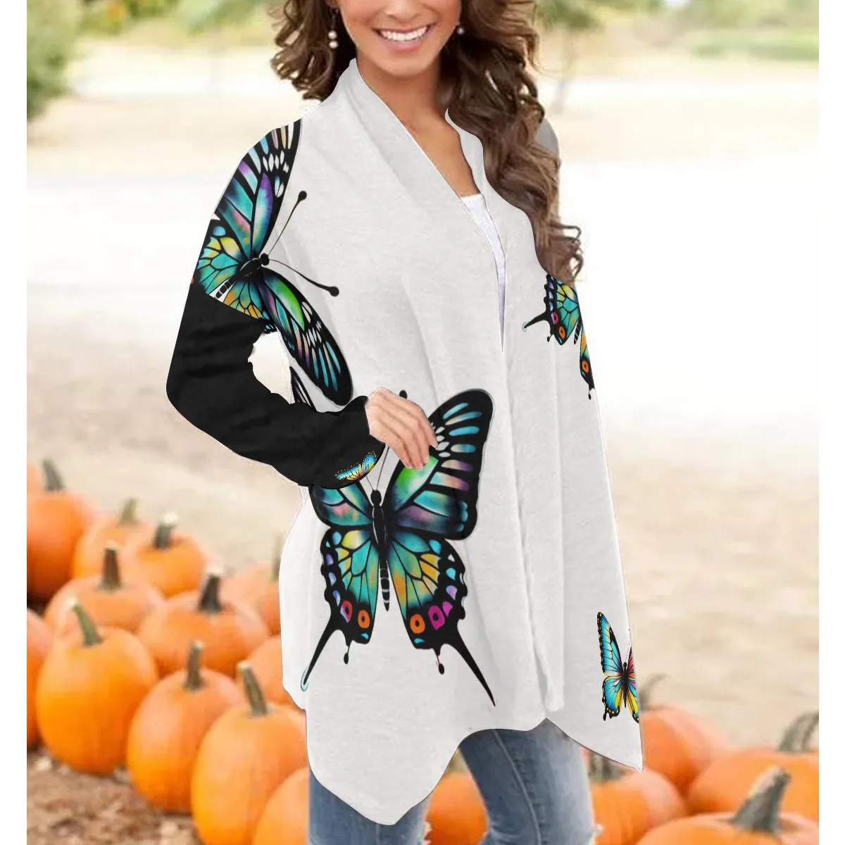 All-Over Print Women's Cardigan With Long Sleeve angelic butterfly