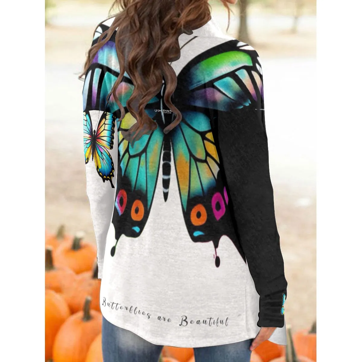 All-Over Print Women's Cardigan With Long Sleeve angelic butterfly