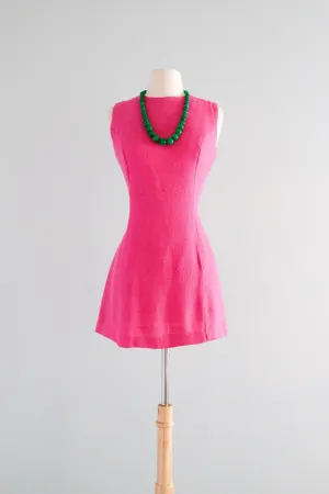 Amazing 1960's Mod Fuchsia Mini Dress / Sz SM