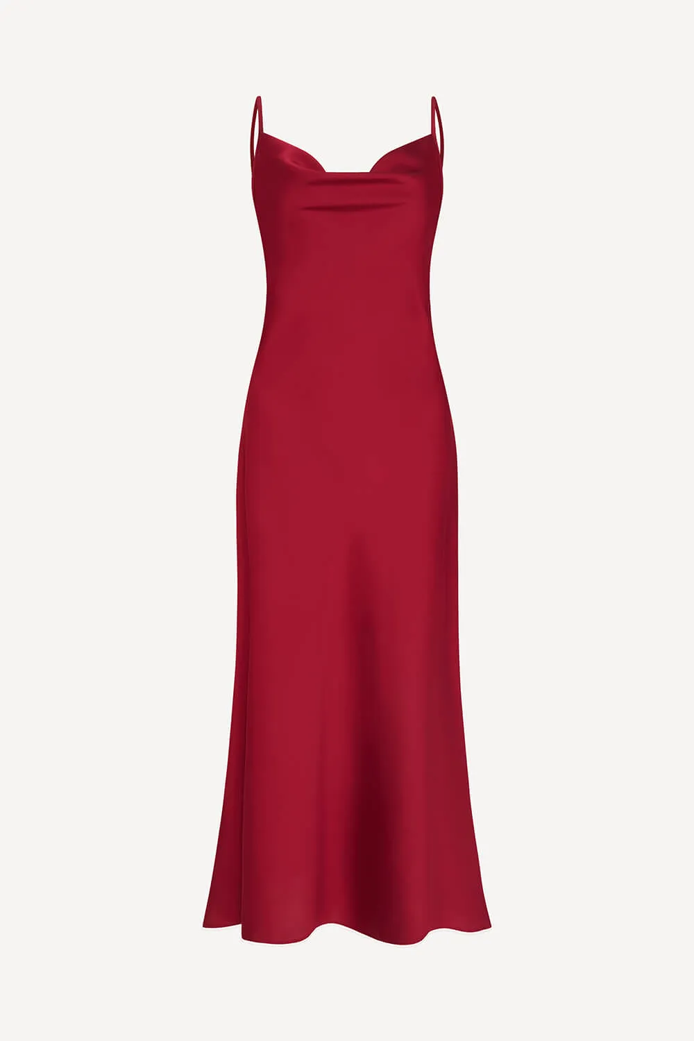 Aurelia red satin slip dress