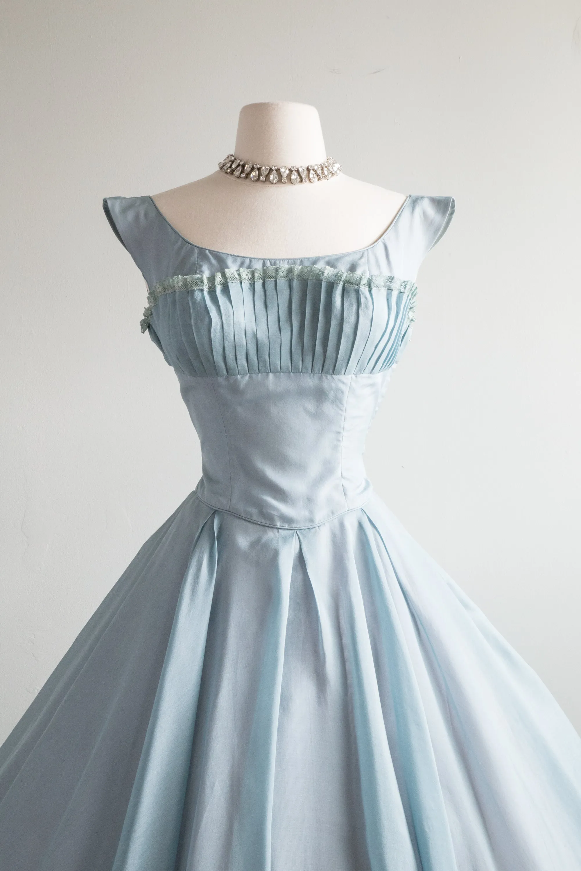 Beautiful 1950's Ceil Chapman Party Dress In Light Cerulean Blue / Small