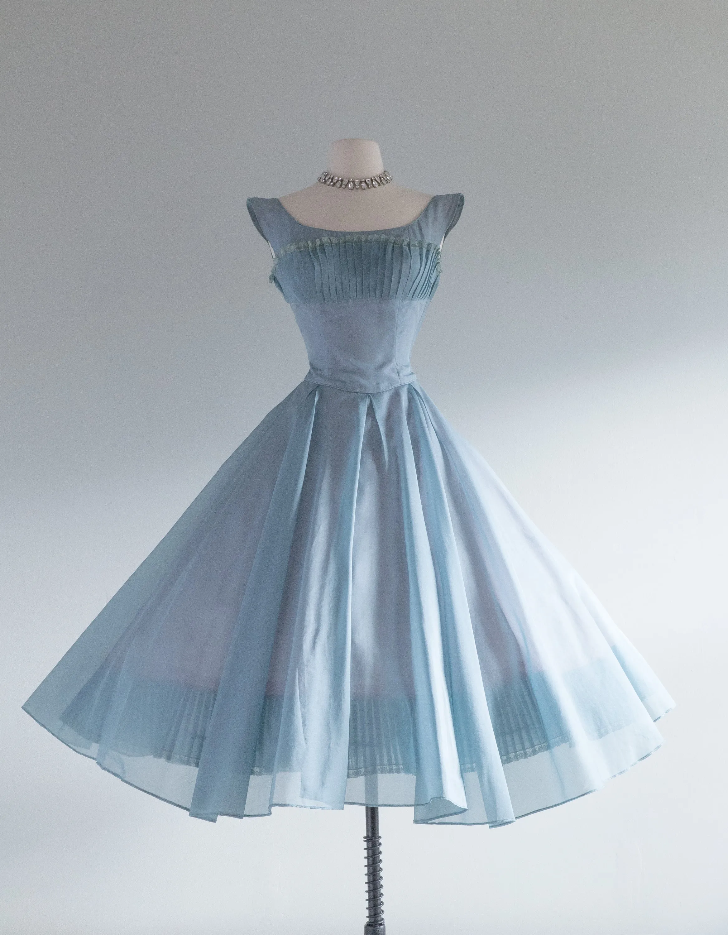 Beautiful 1950's Ceil Chapman Party Dress In Light Cerulean Blue / Small