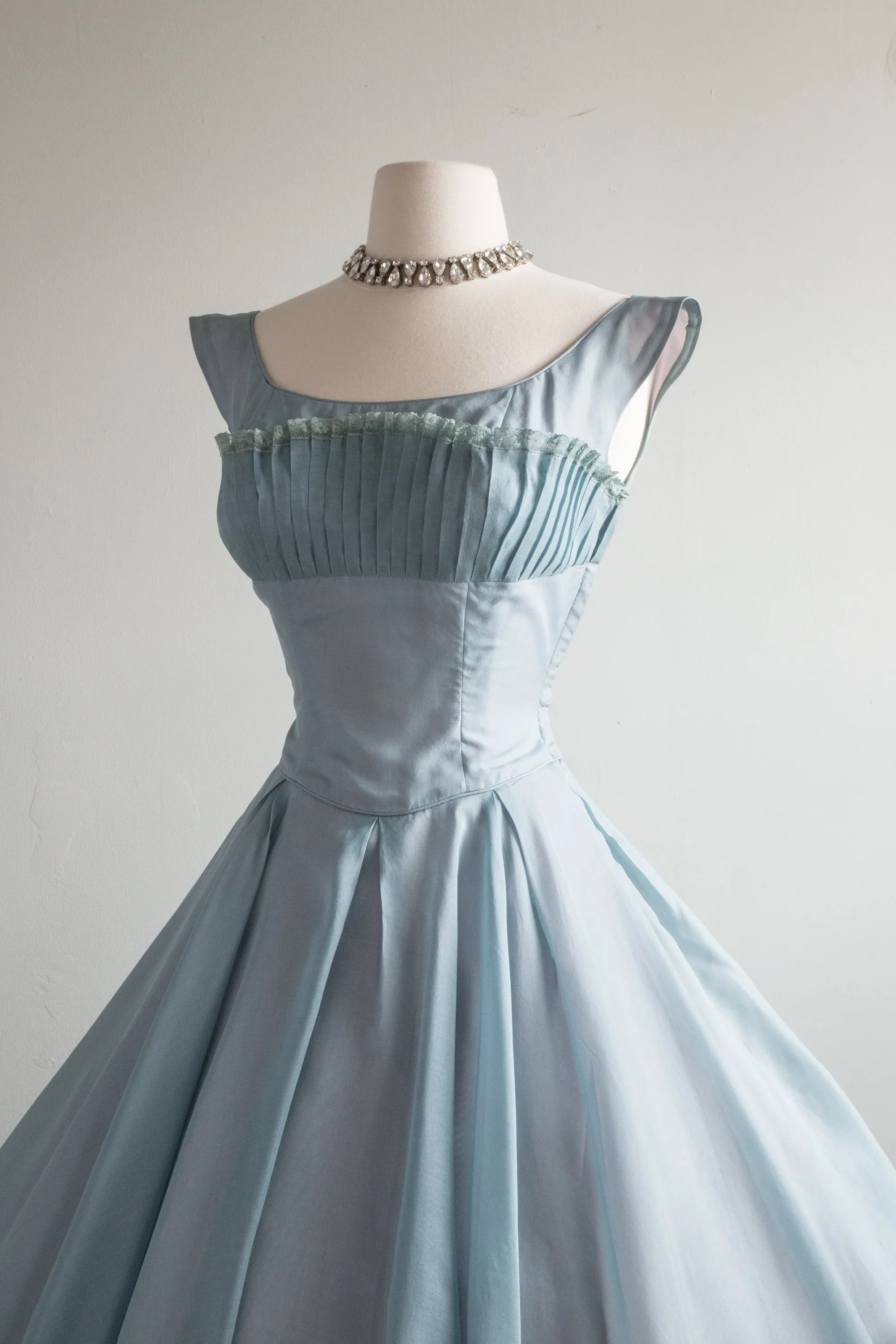 Beautiful 1950's Ceil Chapman Party Dress In Light Cerulean Blue / Small