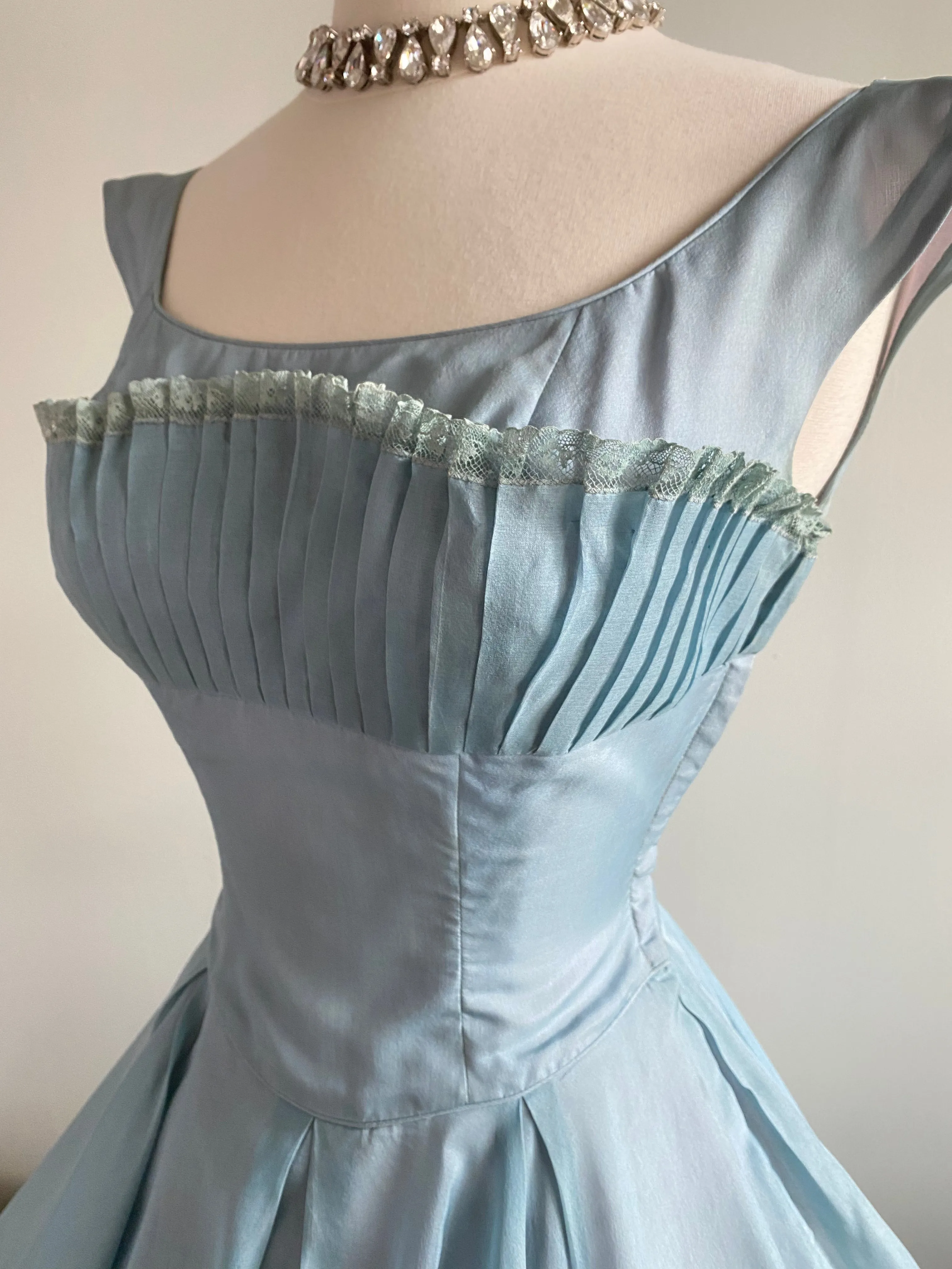 Beautiful 1950's Ceil Chapman Party Dress In Light Cerulean Blue / Small