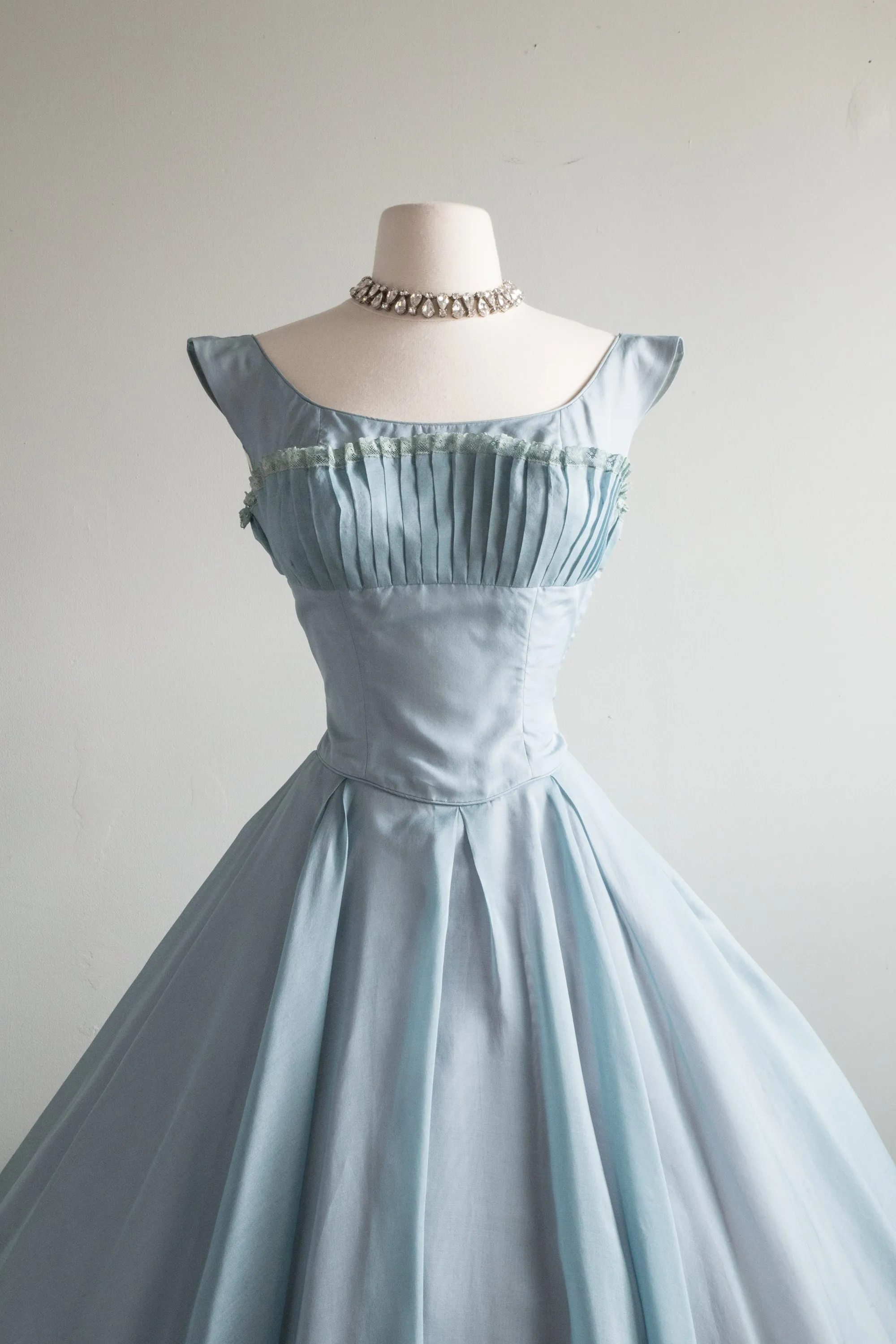 Beautiful 1950's Ceil Chapman Party Dress In Light Cerulean Blue / Small