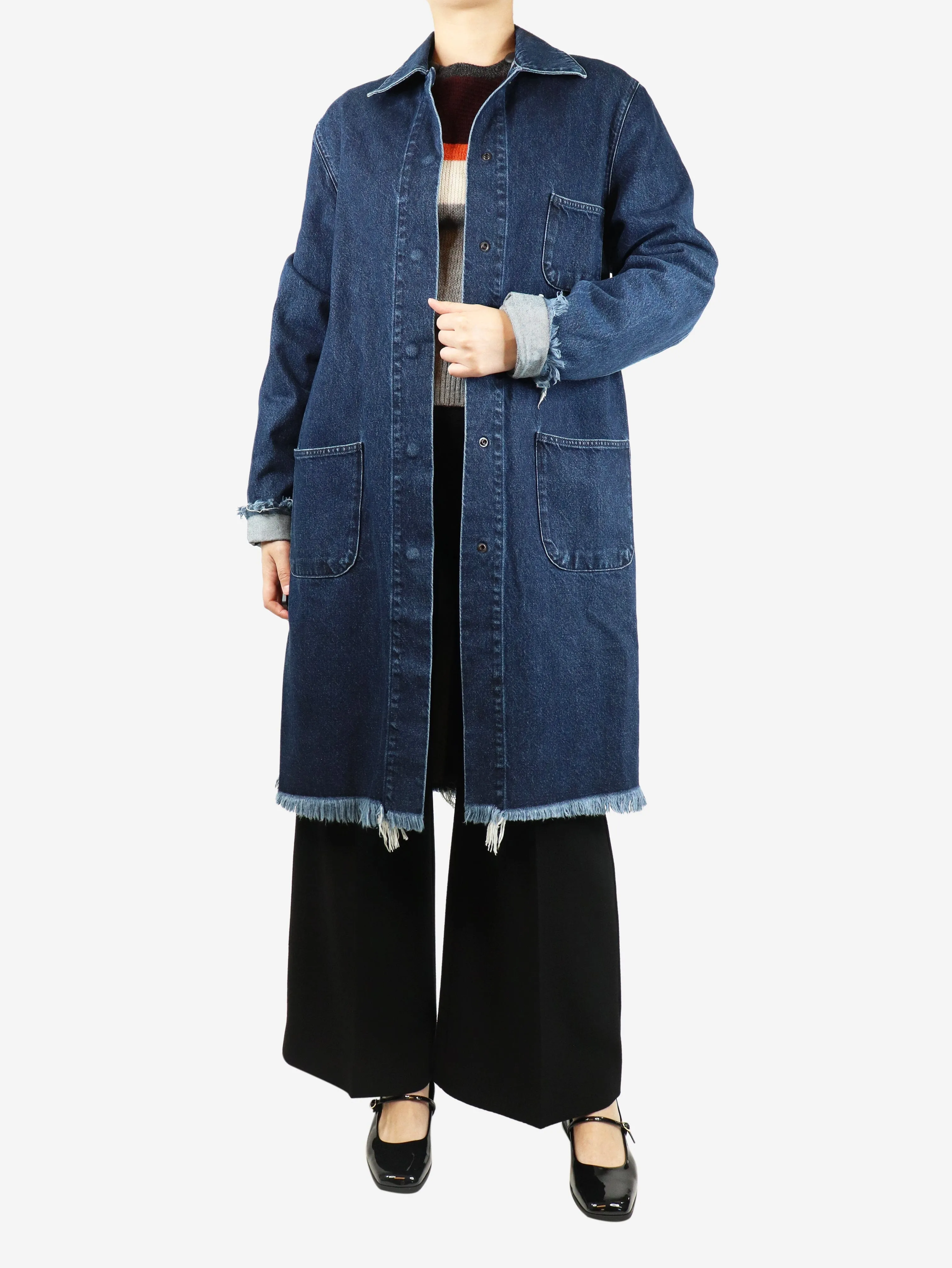 Blue denim overcoat - size XS