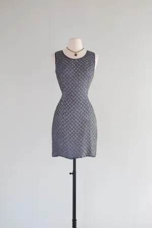 BLUE STEEL Chic 1980's Beaded Cocktail Dress / Small