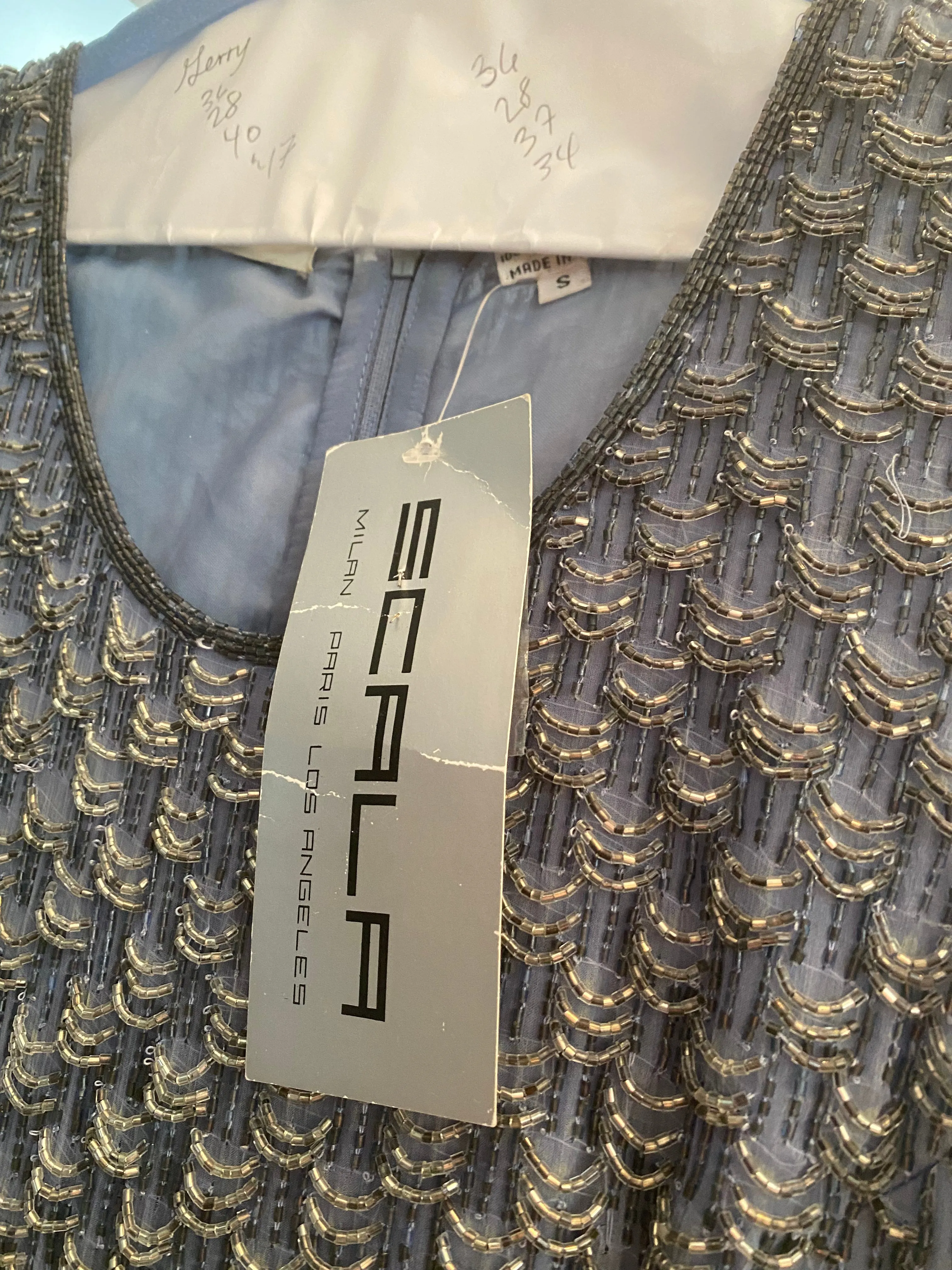 BLUE STEEL Chic 1980's Beaded Cocktail Dress / Small