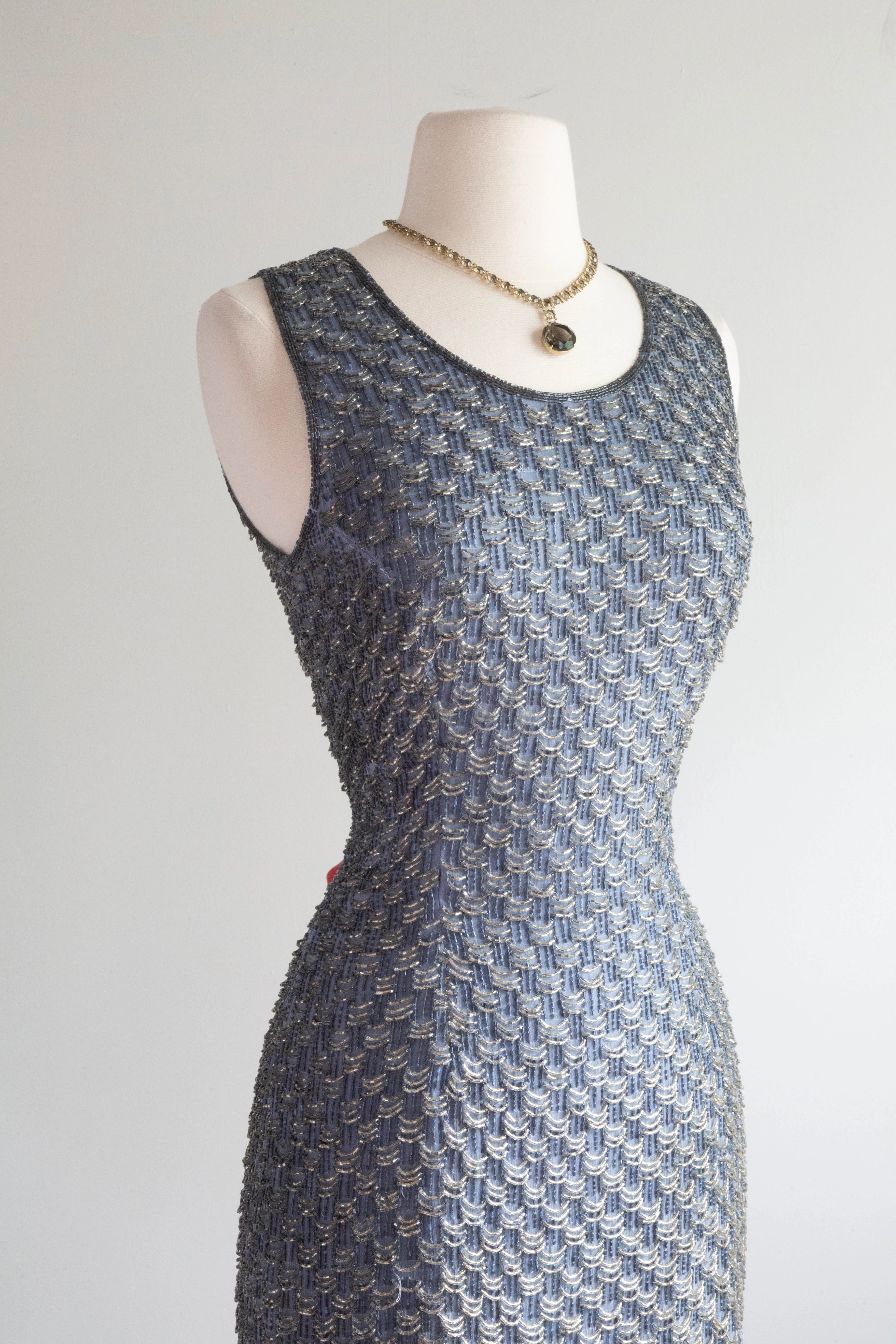 BLUE STEEL Chic 1980's Beaded Cocktail Dress / Small