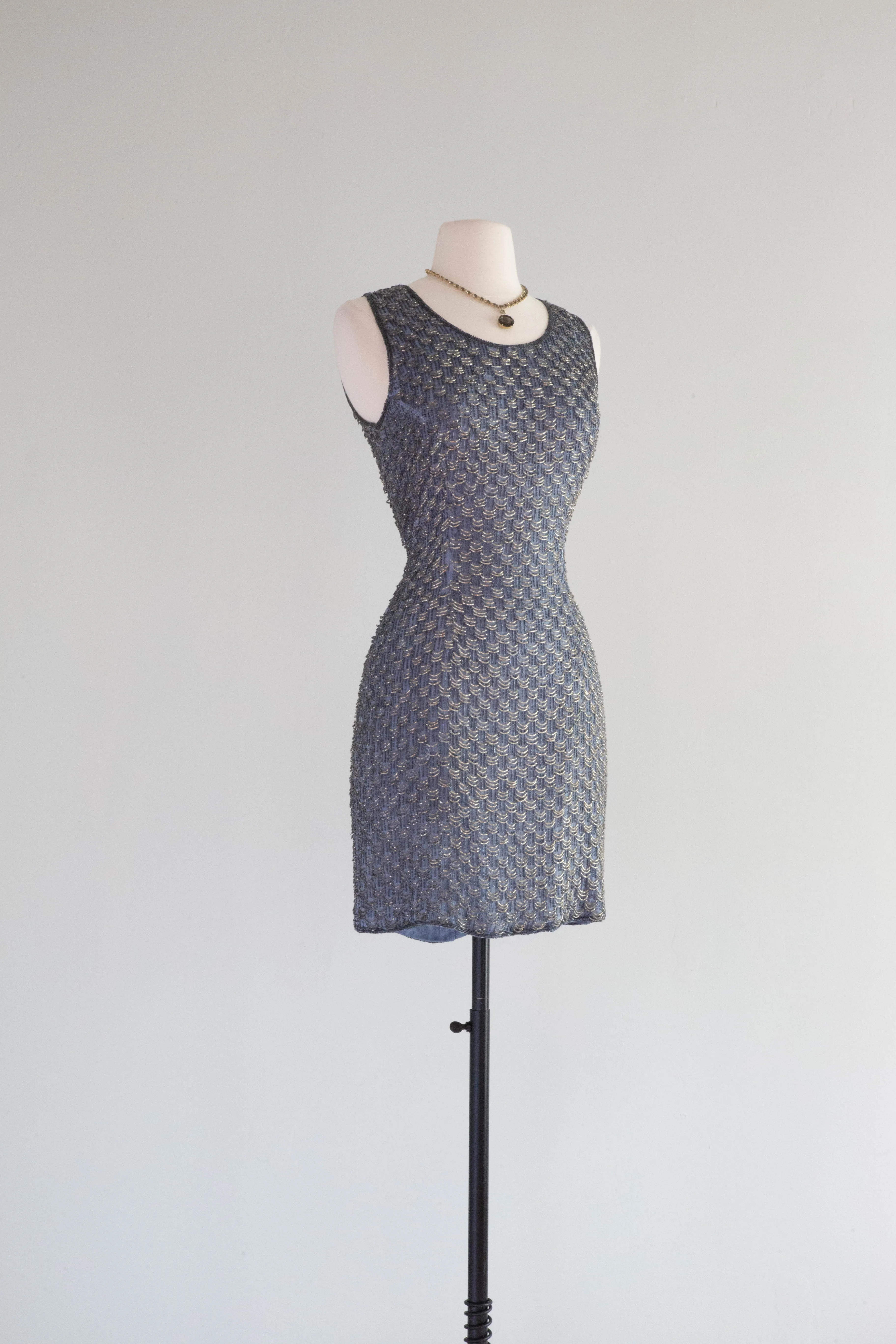 BLUE STEEL Chic 1980's Beaded Cocktail Dress / Small