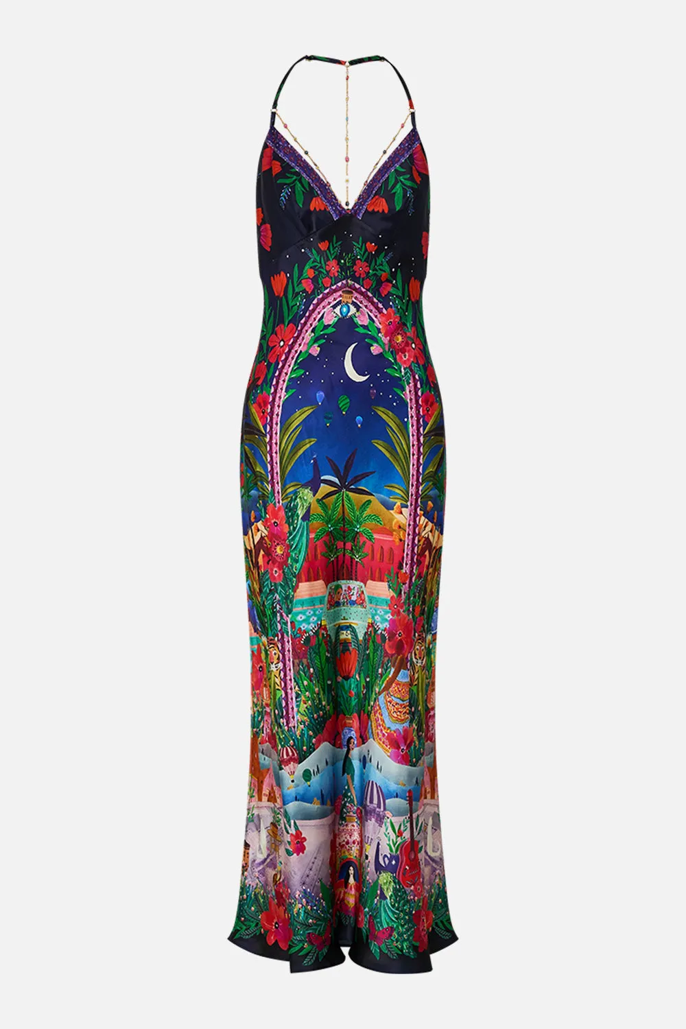 CHAIN DETAIL SLIP DRESS MIDNIGHT MUSES
