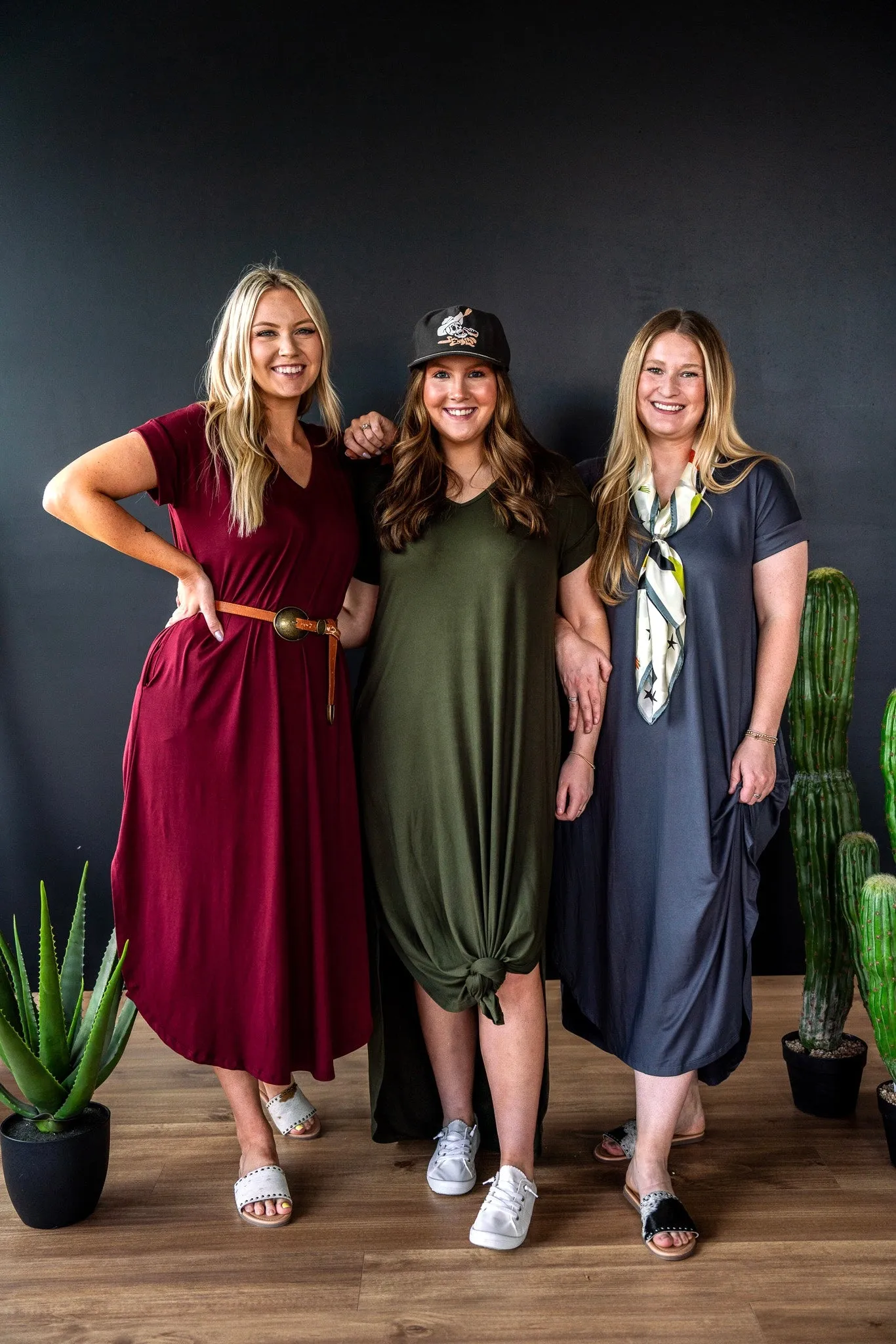 Charcoal V-Neck Maxi Dress